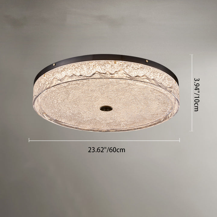 Zeitgenössische skandinavische Deckenleuchte aus Edelstahl, Eisen, Harz mit rundem Crackle-LED-Flush-Mount für das Schlafzimmer 