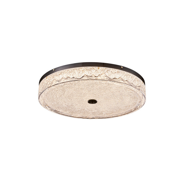 Zeitgenössische skandinavische Deckenleuchte aus Edelstahl, Eisen, Harz mit rundem Crackle-LED-Flush-Mount für das Schlafzimmer 