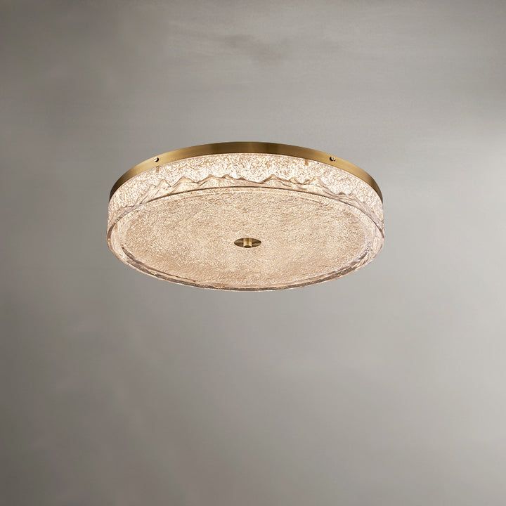 Zeitgenössische skandinavische Deckenleuchte aus Edelstahl, Eisen, Harz mit rundem Crackle-LED-Flush-Mount für das Schlafzimmer 