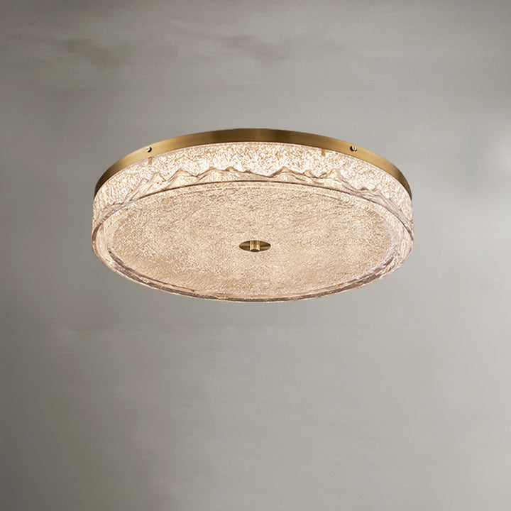 Zeitgenössische skandinavische Deckenleuchte aus Edelstahl, Eisen, Harz mit rundem Crackle-LED-Flush-Mount für das Schlafzimmer 