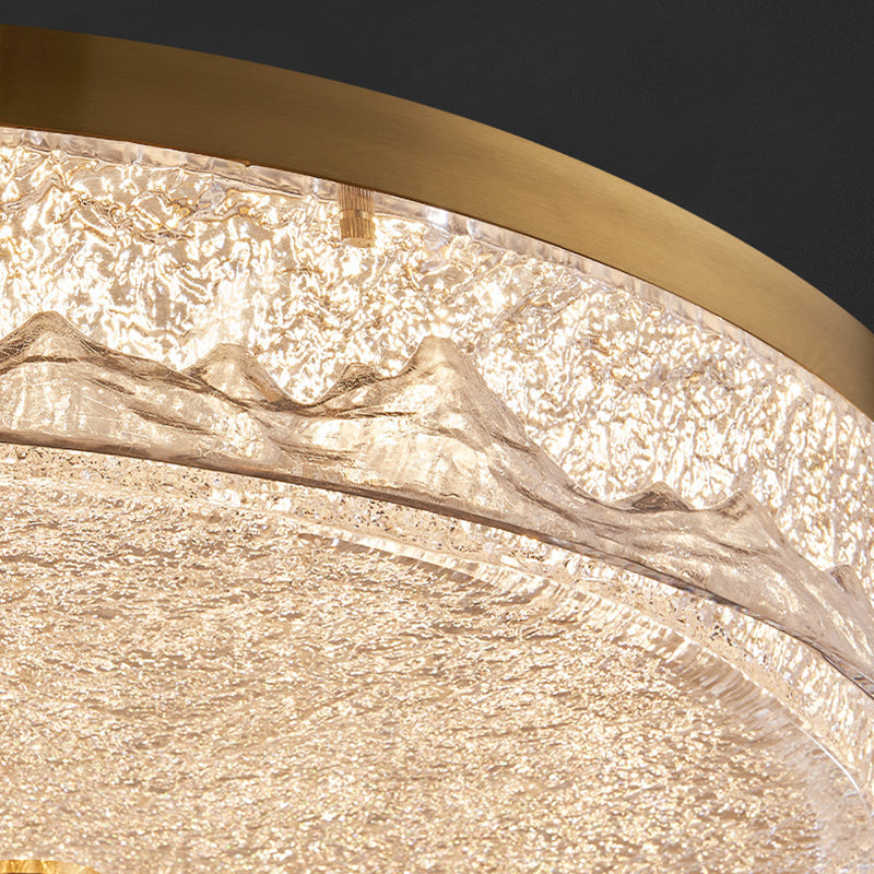Zeitgenössische skandinavische Deckenleuchte aus Edelstahl, Eisen, Harz mit rundem Crackle-LED-Flush-Mount für das Schlafzimmer 