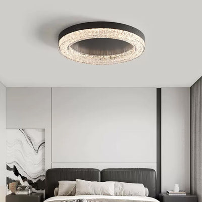 Moderne Einfachheit Edelstahl Harz Runde Welle LED Deckenleuchte Für Schlafzimmer 