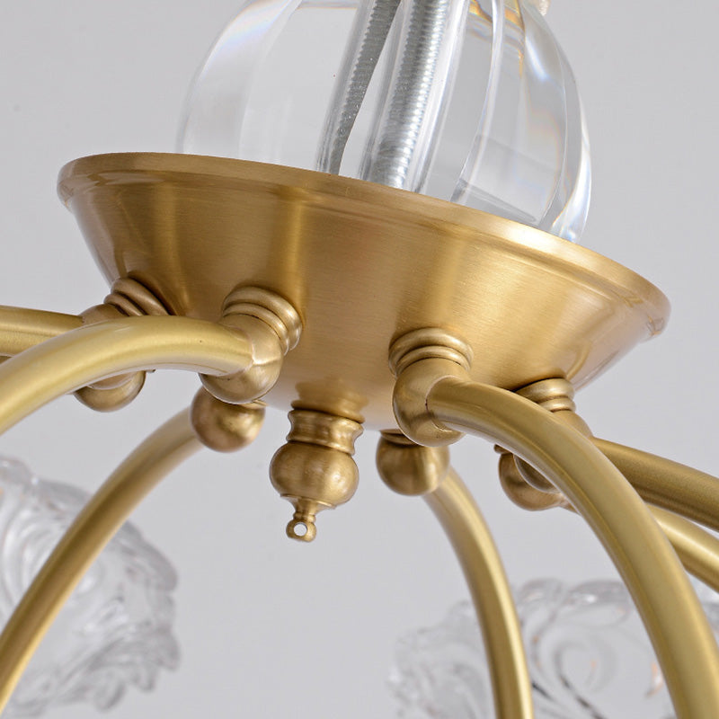 Chandeliers traditionnels en laiton de luxe avec disque en verre de cristal pour bougies 3/6/8 lumières pour le salon 