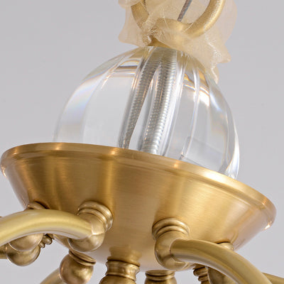 Chandeliers traditionnels en laiton de luxe avec disque en verre de cristal pour bougies 3/6/8 lumières pour le salon 