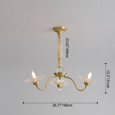 Chandeliers traditionnels en laiton de luxe avec disque en verre de cristal pour bougies 3/6/8 lumières pour le salon 