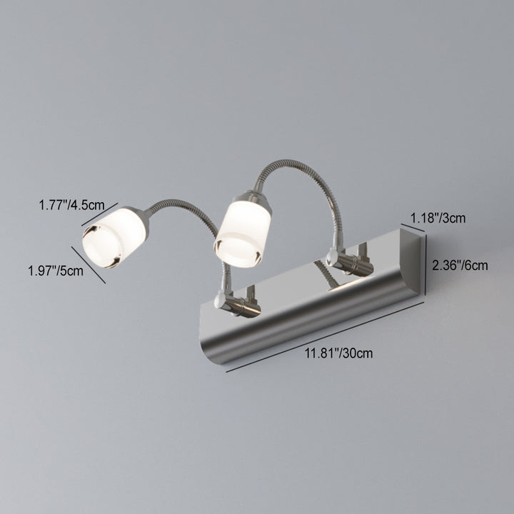 Moderne Einfachheit Edelstahl Eisen Aluminium Acryl Schwanenhals Schlauch Flexibler Schlauch LED Wandleuchte Lampe Spiegellicht für Badezimmer 