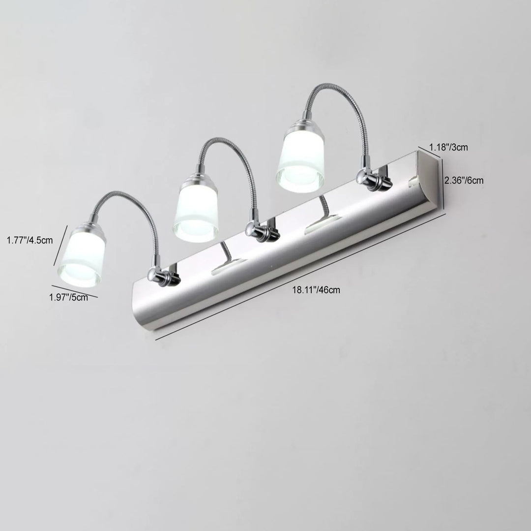 Moderne Einfachheit Edelstahl Eisen Aluminium Acryl Schwanenhals Schlauch Flexibler Schlauch LED Wandleuchte Lampe Spiegellicht für Badezimmer 
