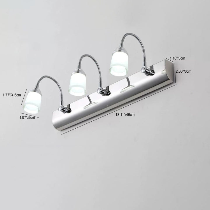 Moderne Einfachheit Edelstahl Eisen Aluminium Acryl Schwanenhals Schlauch Flexibler Schlauch LED Wandleuchte Lampe Spiegellicht für Badezimmer 