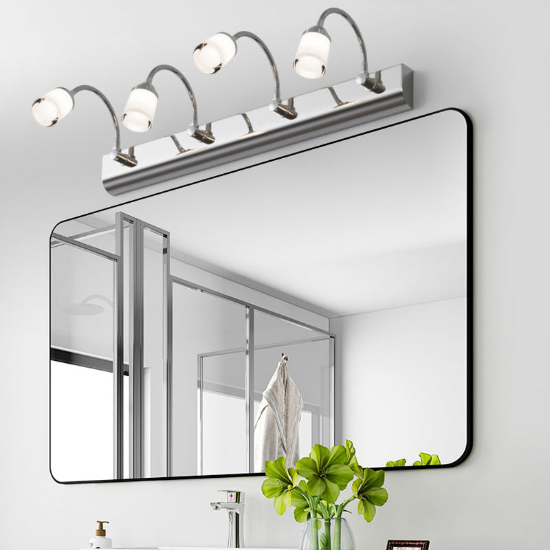 Moderne Einfachheit Edelstahl Eisen Aluminium Acryl Schwanenhals Schlauch Flexibler Schlauch LED Wandleuchte Lampe Spiegellicht für Badezimmer 