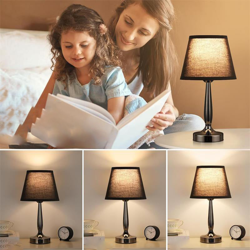 Zeitgenössische skandinavische USB-Metallgewebezylinder 1-Licht-Tischlampe für das Bett 