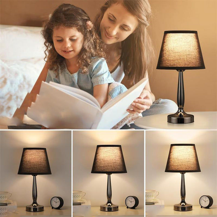Zeitgenössische skandinavische USB-Metallgewebezylinder 1-Licht-Tischlampe für das Bett 