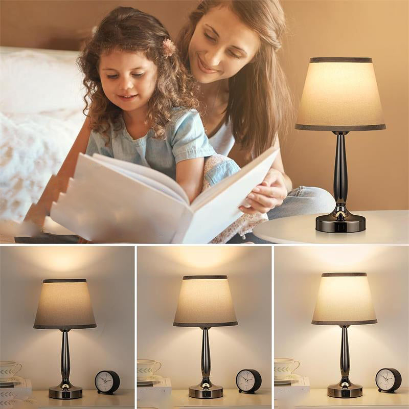 Zeitgenössische skandinavische USB-Metallgewebezylinder 1-Licht-Tischlampe für das Bett 