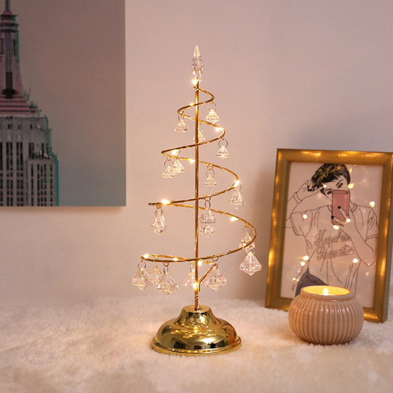 Moderne Art Deco Kupfer Eisen Acryl Kunststoff Batterie Weihnachtsbaum Stern LED Tischlampe Nachtlicht für Schlafzimmer 