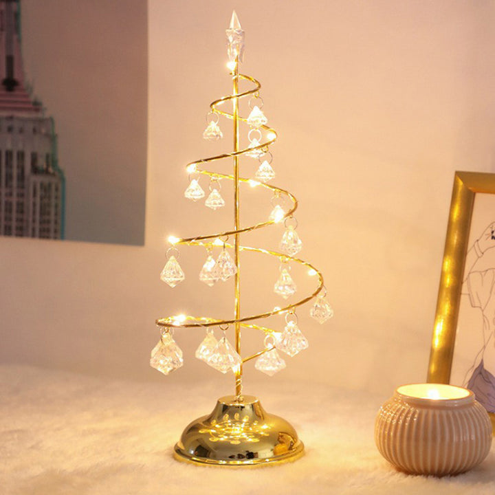 Moderne Art Deco Kupfer Eisen Acryl Kunststoff Batterie Weihnachtsbaum Stern LED Tischlampe Nachtlicht für Schlafzimmer 