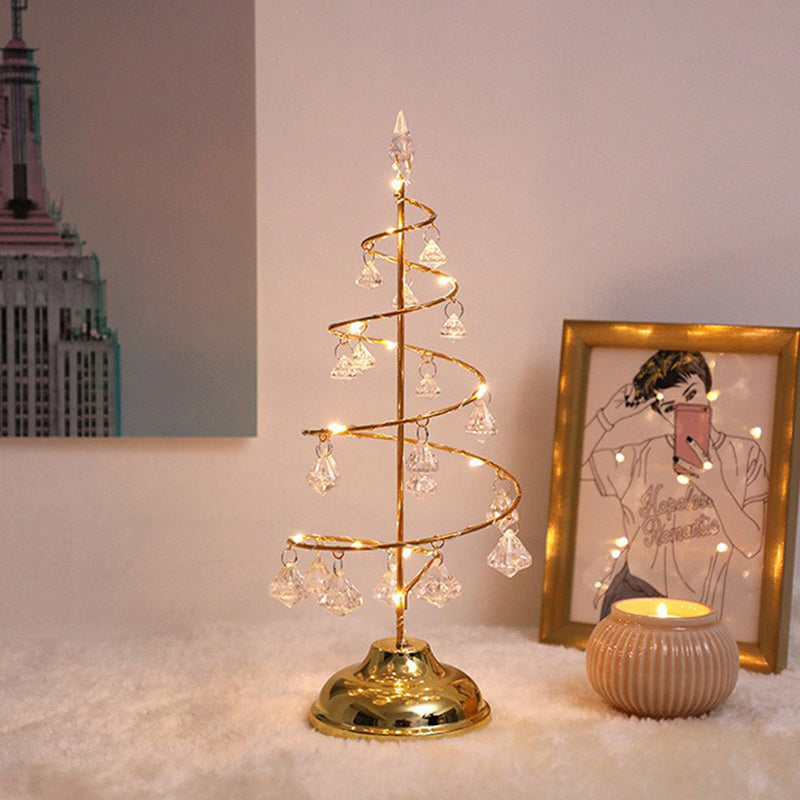 Moderne Art Deco Kupfer Eisen Acryl Kunststoff Batterie Weihnachtsbaum Stern LED Tischlampe Nachtlicht für Schlafzimmer 