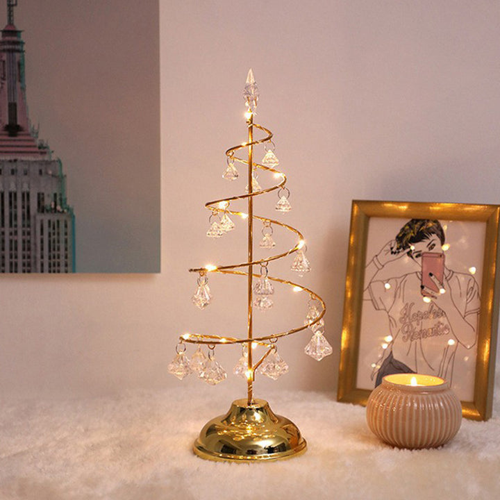 Moderne Art Deco Kupfer Eisen Acryl Kunststoff Batterie Weihnachtsbaum Stern LED Tischlampe Nachtlicht für Schlafzimmer 