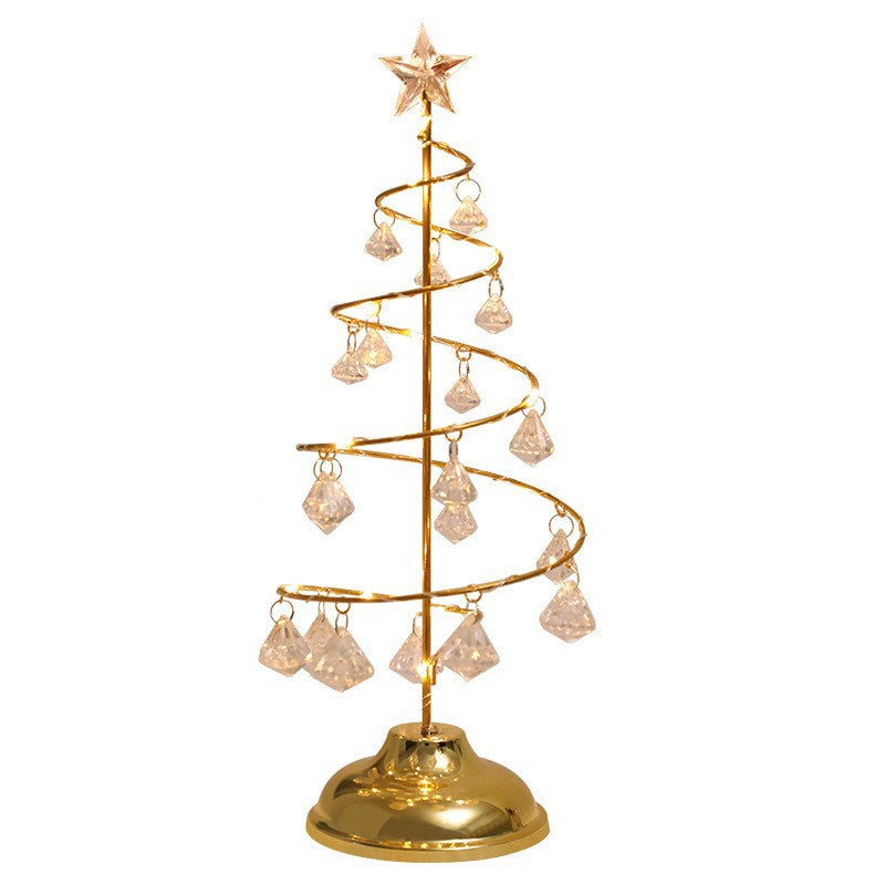 Moderne Art Deco Kupfer Eisen Acryl Kunststoff Batterie Weihnachtsbaum Stern LED Tischlampe Nachtlicht für Schlafzimmer 