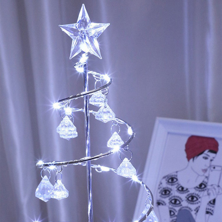 Moderne Art Deco Kupfer Eisen Acryl Kunststoff Batterie Weihnachtsbaum Stern LED Tischlampe Nachtlicht für Schlafzimmer 