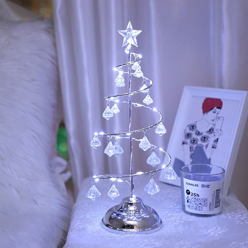 Moderne Art Deco Kupfer Eisen Acryl Kunststoff Batterie Weihnachtsbaum Stern LED Tischlampe Nachtlicht für Schlafzimmer 