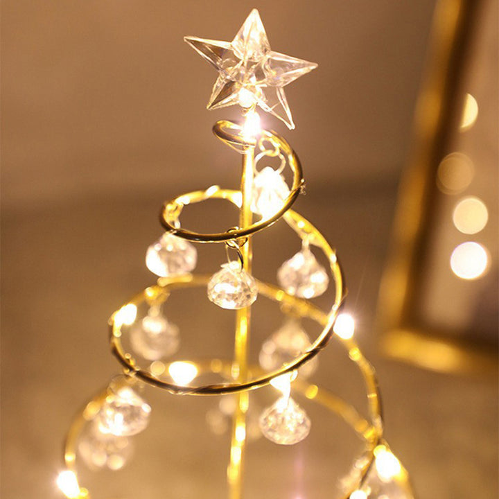 Moderne Art Deco Kupfer Eisen Acryl Kunststoff Batterie Weihnachtsbaum Stern LED Tischlampe Nachtlicht für Schlafzimmer 