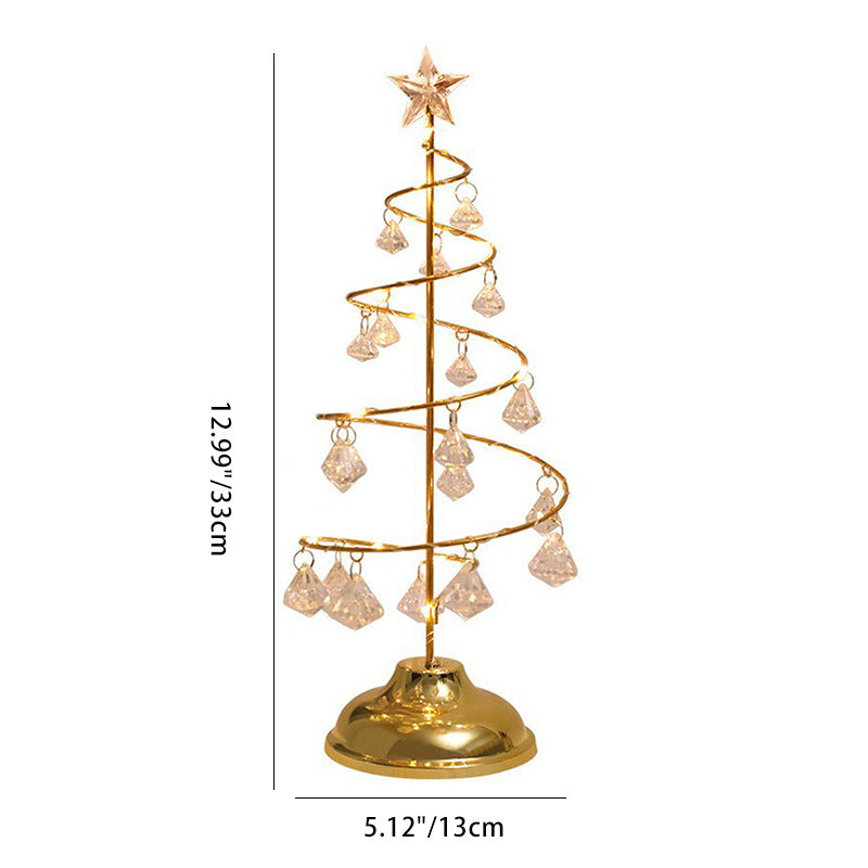 Moderne Art Deco Kupfer Eisen Acryl Kunststoff Batterie Weihnachtsbaum Stern LED Tischlampe Nachtlicht für Schlafzimmer 