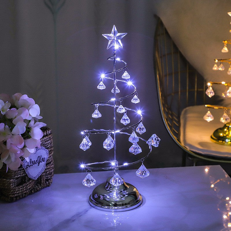 Moderne Art Deco Kupfer Eisen Acryl Kunststoff Batterie Weihnachtsbaum Stern LED Tischlampe Nachtlicht für Schlafzimmer 
