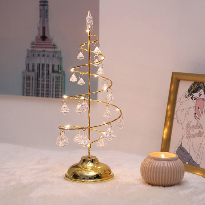Moderne Art Deco Kupfer Eisen Acryl Kunststoff Batterie Weihnachtsbaum Stern LED Tischlampe Nachtlicht für Schlafzimmer 