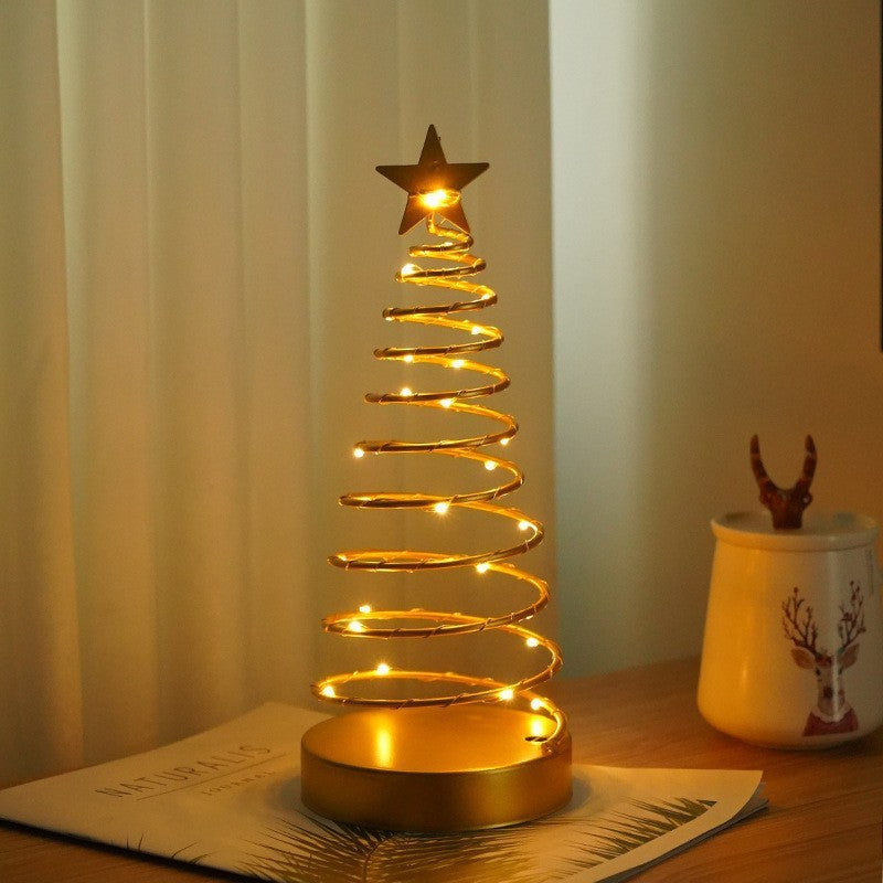 Moderne Art Deco Kupfer Eisen Acryl Kunststoff Batterie Weihnachtsbaum Stern LED Tischlampe Nachtlicht für Schlafzimmer 
