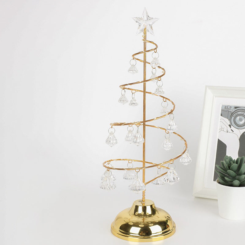Moderne Art Deco Kupfer Eisen Acryl Kunststoff Batterie Weihnachtsbaum Stern LED Tischlampe Nachtlicht für Schlafzimmer 