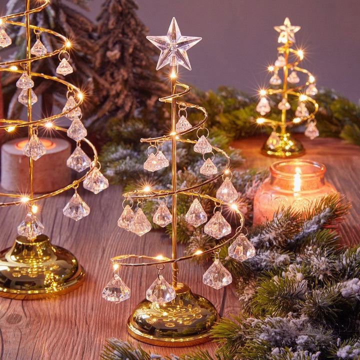 Moderne Art Deco Kupfer Eisen Acryl Kunststoff Batterie Weihnachtsbaum Stern LED Tischlampe Nachtlicht für Schlafzimmer 