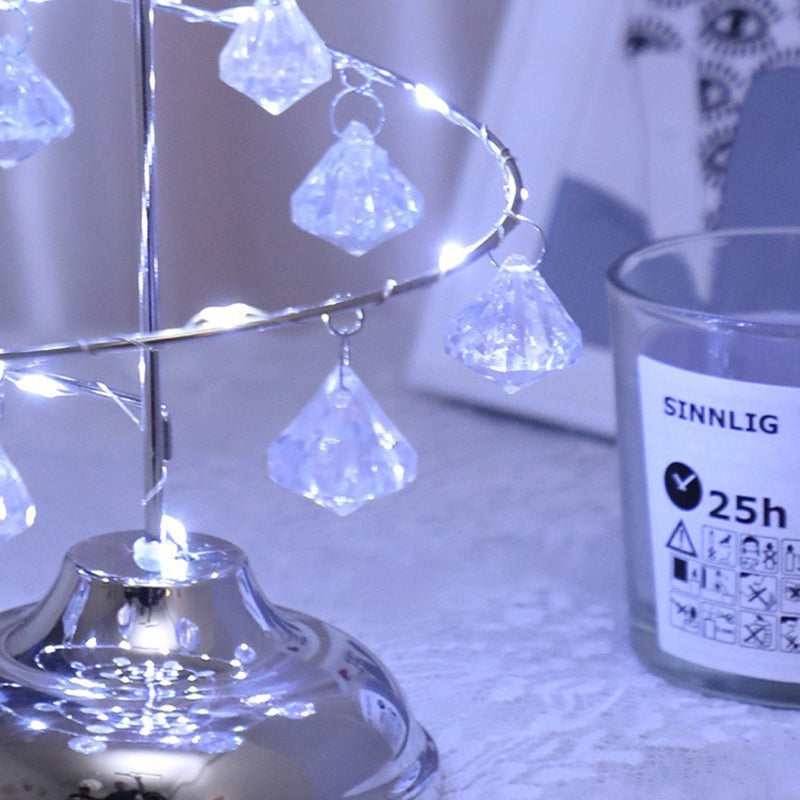 Moderne Art Deco Kupfer Eisen Acryl Kunststoff Batterie Weihnachtsbaum Stern LED Tischlampe Nachtlicht für Schlafzimmer 