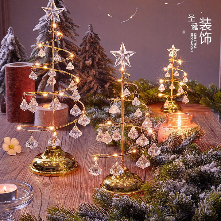 Moderne Art Deco Kupfer Eisen Acryl Kunststoff Batterie Weihnachtsbaum Stern LED Tischlampe Nachtlicht für Schlafzimmer 