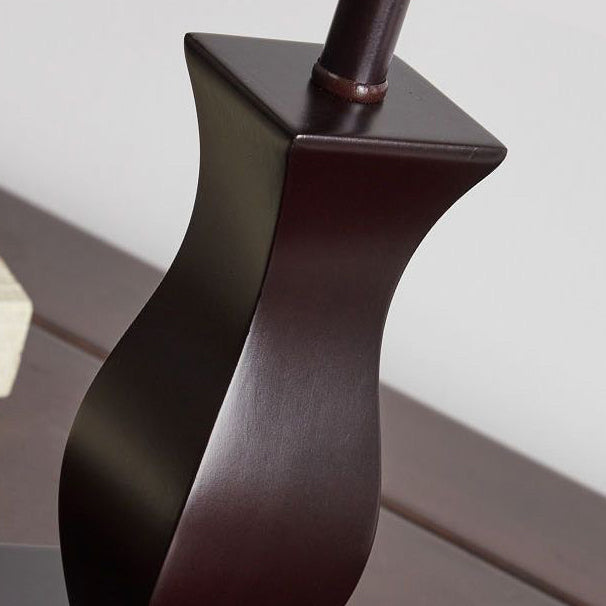 Lámpara de Mesa de 1 Luz con Pantalla de Tambor de Tela de Madera Retro Contemporánea para Mesita de Noche 