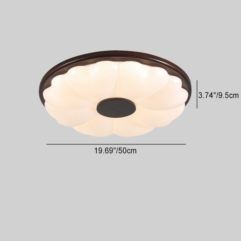 Luz de techo empotrada LED de hardware retro contemporáneo acrílico redondo con flor para dormitorio 