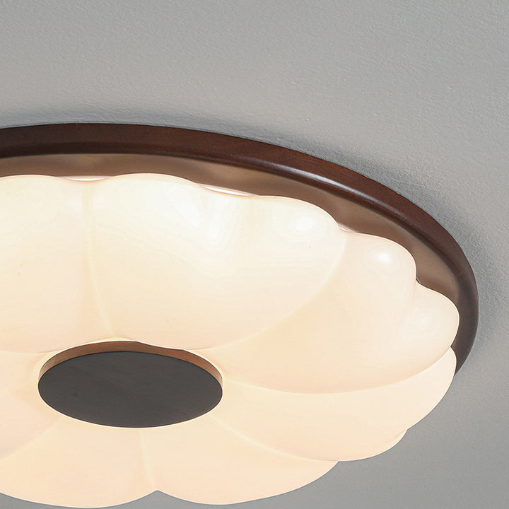 Luz de techo empotrada LED de hardware retro contemporáneo acrílico redondo con flor para dormitorio 