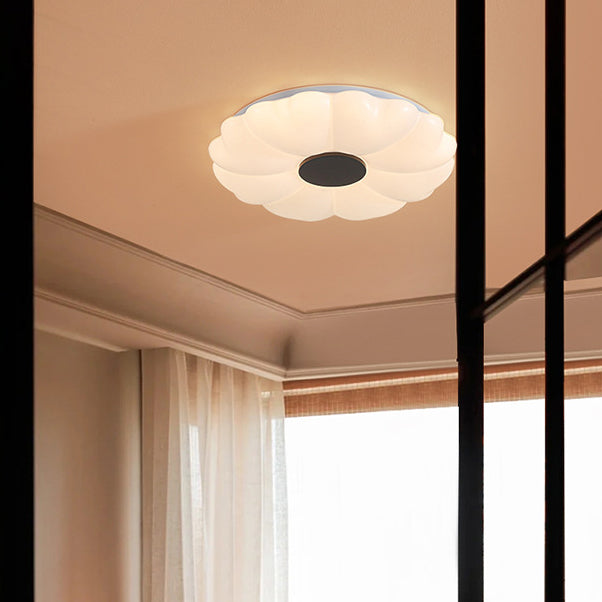 Luz de techo empotrada LED de hardware retro contemporáneo acrílico redondo con flor para dormitorio 