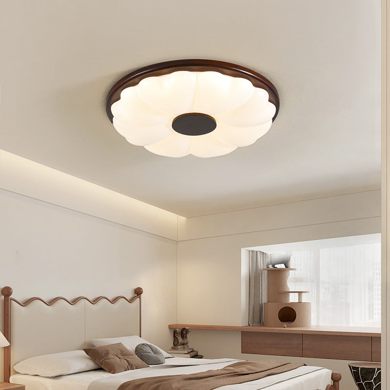 Luz de techo empotrada LED de hardware retro contemporáneo acrílico redondo con flor para dormitorio 