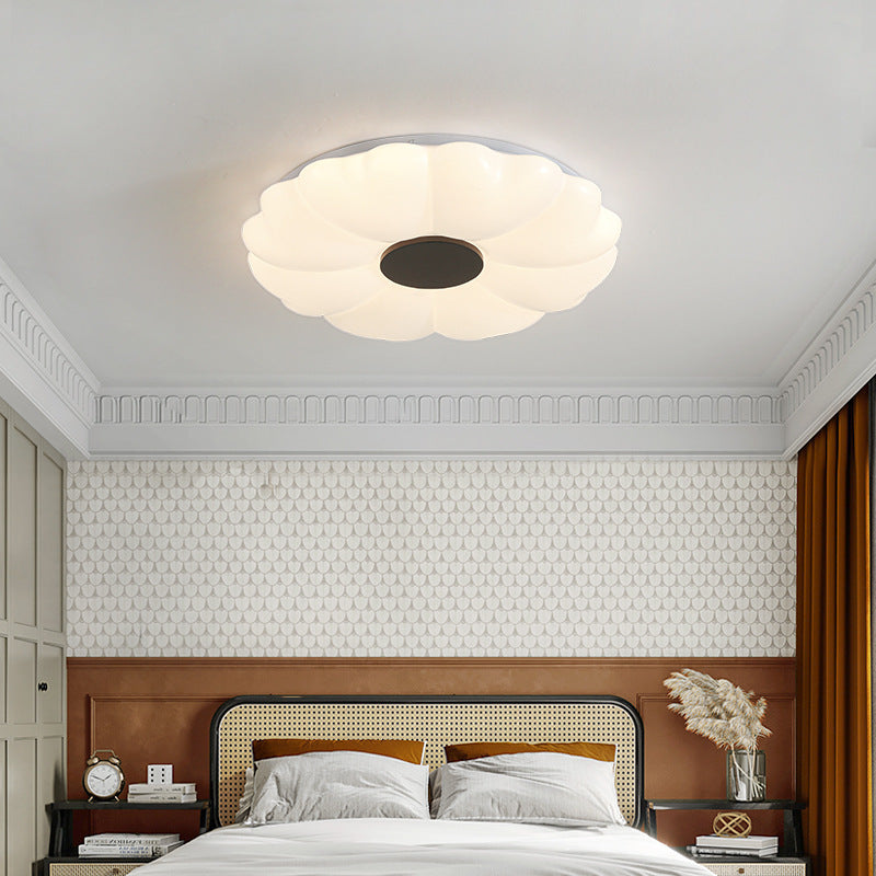 Luz de techo empotrada LED de hardware retro contemporáneo acrílico redondo con flor para dormitorio 