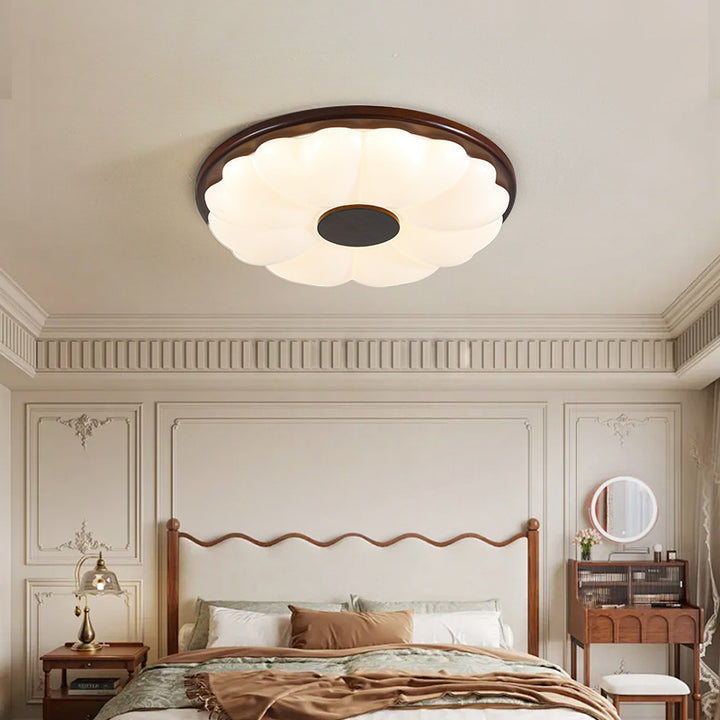 Luz de techo empotrada LED de hardware retro contemporáneo acrílico redondo con flor para dormitorio 