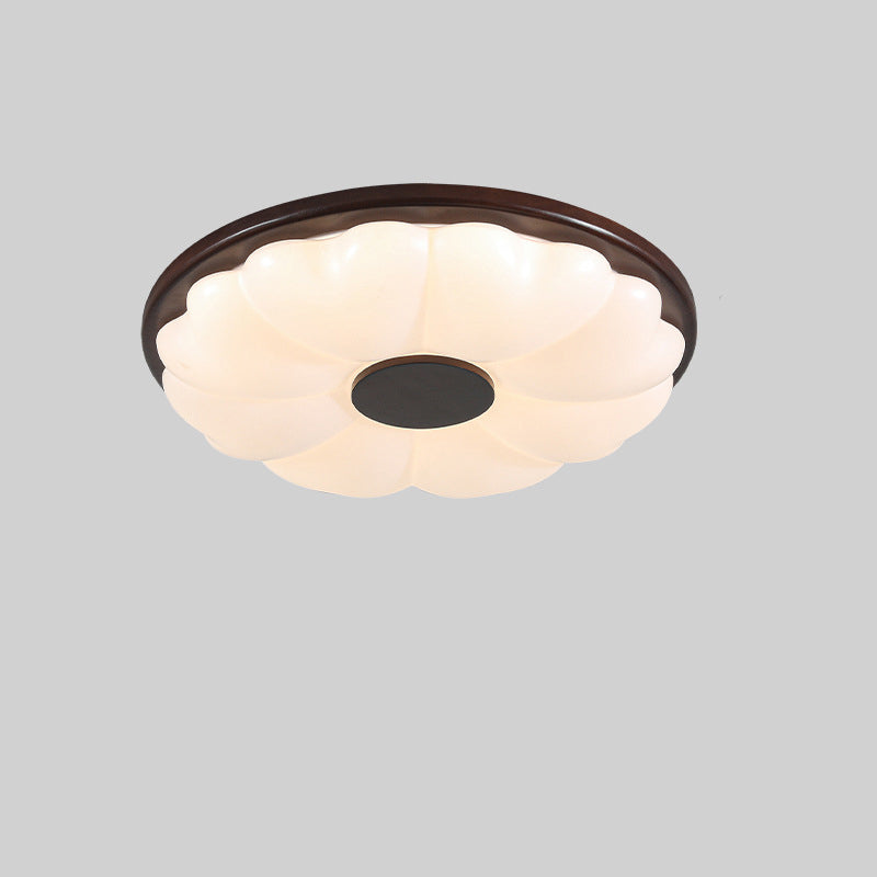 Luz de techo empotrada LED de hardware retro contemporáneo acrílico redondo con flor para dormitorio 