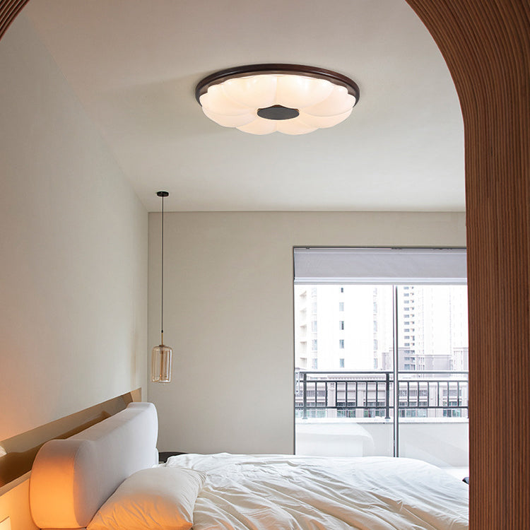 Luz de techo empotrada LED de hardware retro contemporáneo acrílico redondo con flor para dormitorio 