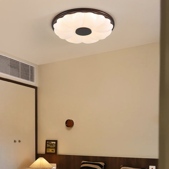Luz de techo empotrada LED de hardware retro contemporáneo acrílico redondo con flor para dormitorio 