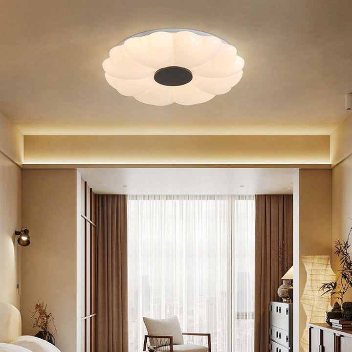 Luz de techo empotrada LED de hardware retro contemporáneo acrílico redondo con flor para dormitorio 