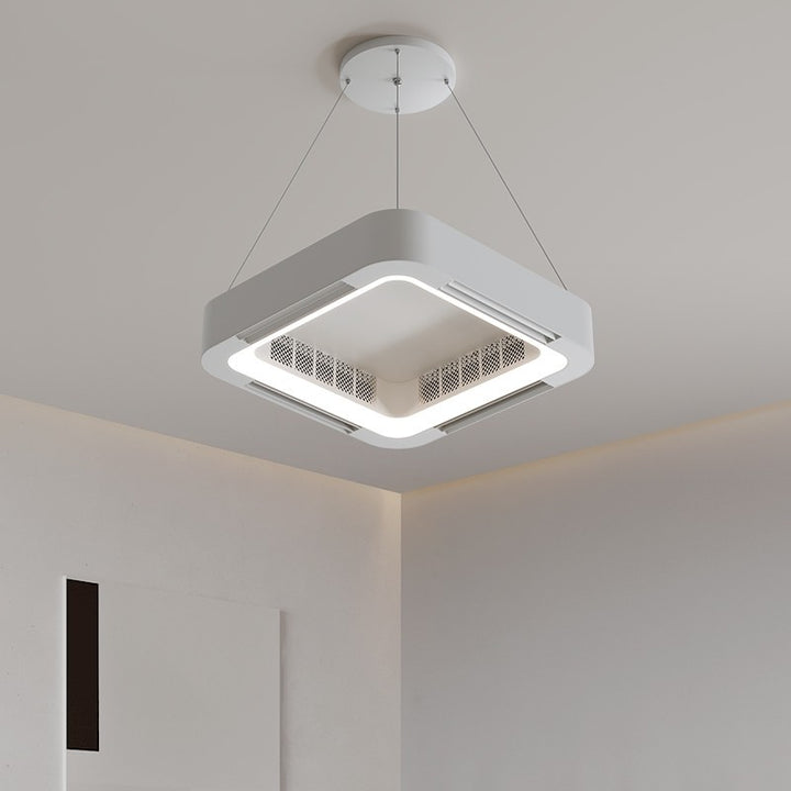 مروحة سقف LED مربعة الشكل بثريا من الأكريليك ABS بتصميم بسيط حديث لأجهزة غرف النوم 