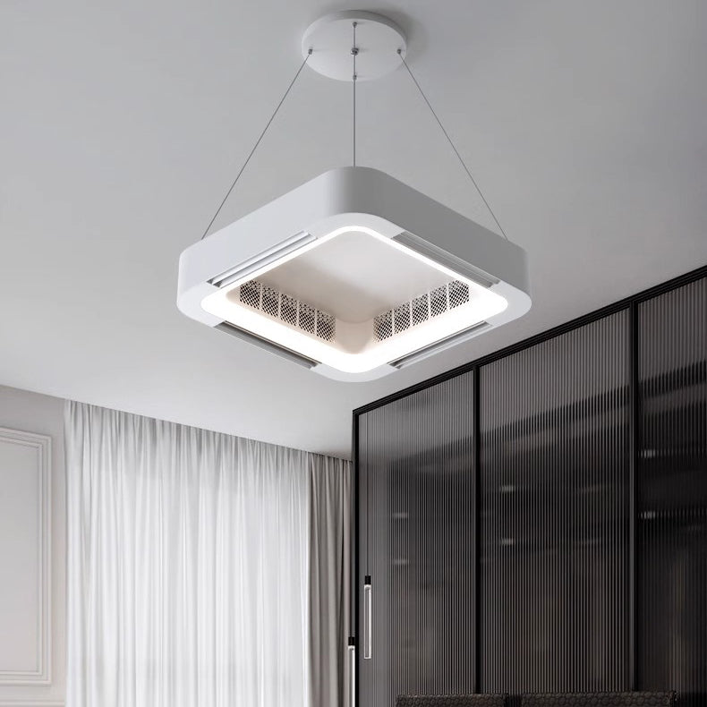 Moderne Einfachheit ABS Acryl Hardware Quadrat LED Deckenventilator Licht Kronleuchter für Schlafzimmer 