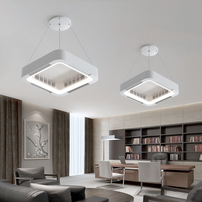 Moderne Einfachheit ABS Acryl Hardware Quadrat LED Deckenventilator Licht Kronleuchter für Schlafzimmer 