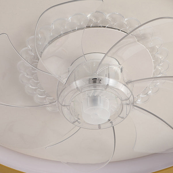 مروحة سقف بإضاءة LED من الأكريليك ABS للأطفال بتاج دائري فاخر حديث لغرفة النوم 