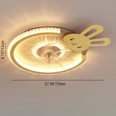 مروحة سقف بإضاءة LED من الأكريليك ABS للأطفال بتاج دائري فاخر حديث لغرفة النوم 