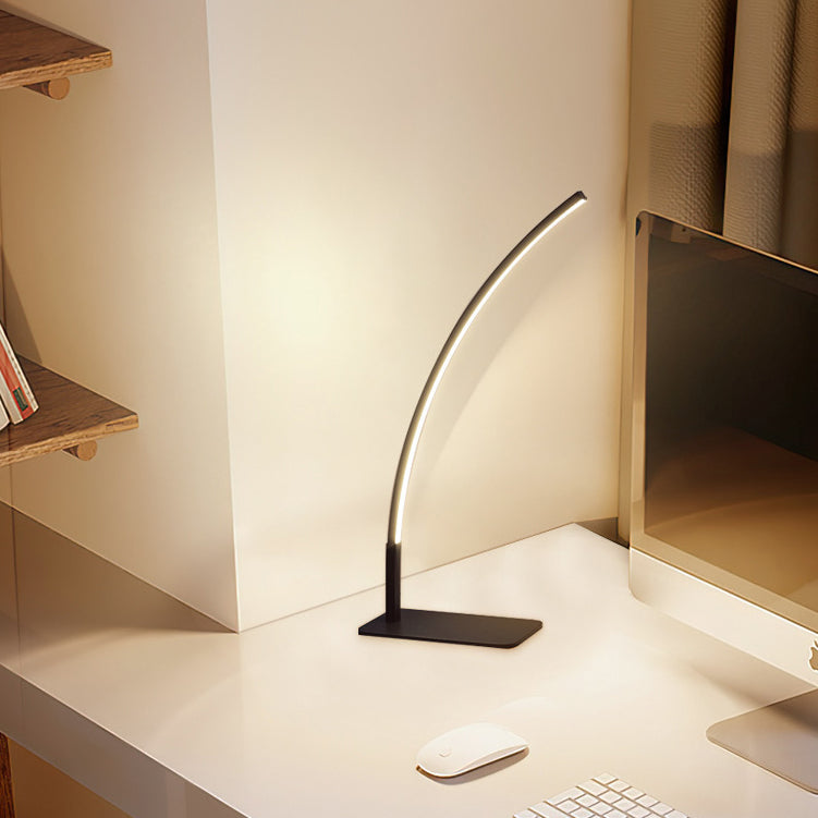 Modern Minimalist USB Curved Iron Aluminum LED Desk Lamp For Study