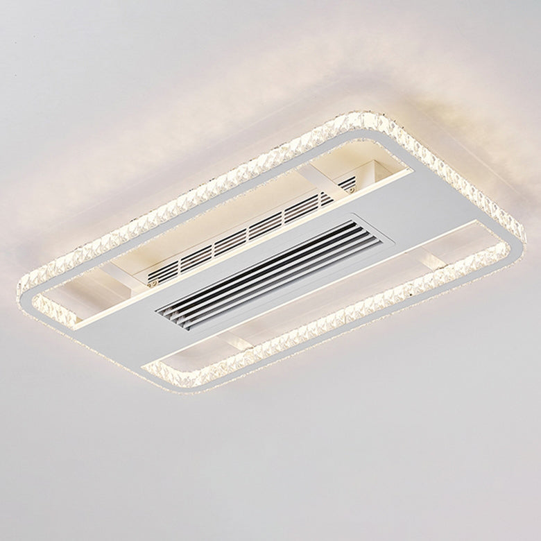 Moderno Lujo Aluminio Hierro Acrílico Rectangular Cuadrado Redondo LED Montaje Semi-empotrado Ventilador de Techo Sin Aspas con Luz Para Sala de Estar 